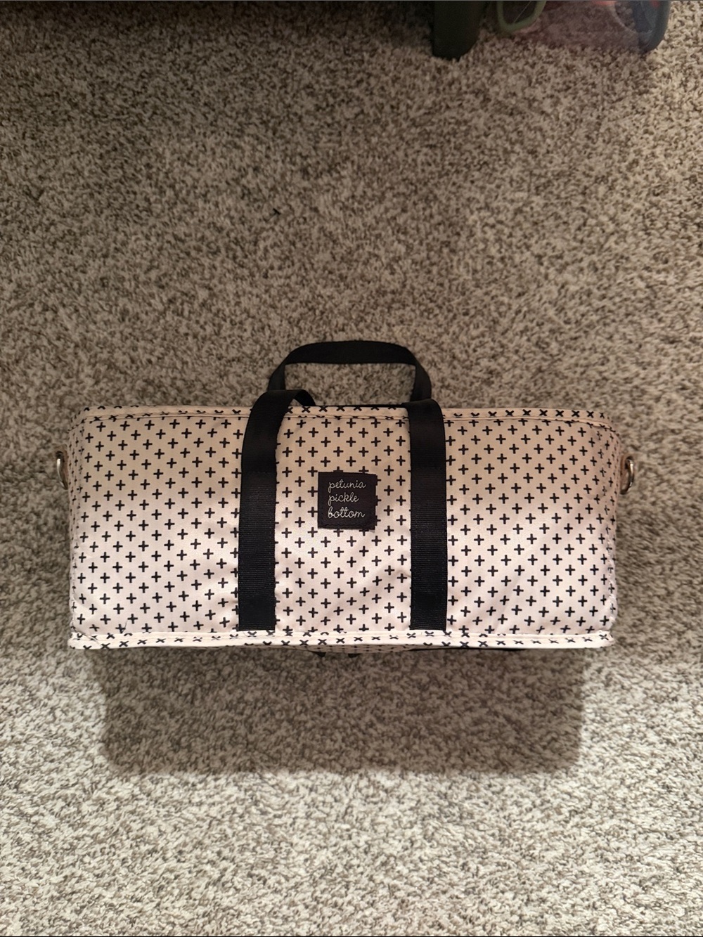 Petunia Pickle Bottom Black & White Cross Print organization caddy
